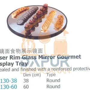Riser Rim Glass Mirror Gourmet Display Tray