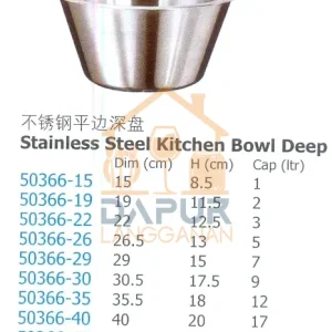 Stainless Steel Kitchen Bowl Deep (50366)