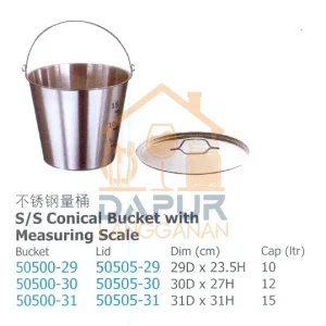 Stainless Steel Conical Bucket With Measuring Scale