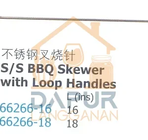 Stainless Steel Bbq Skewer with Loop Handles